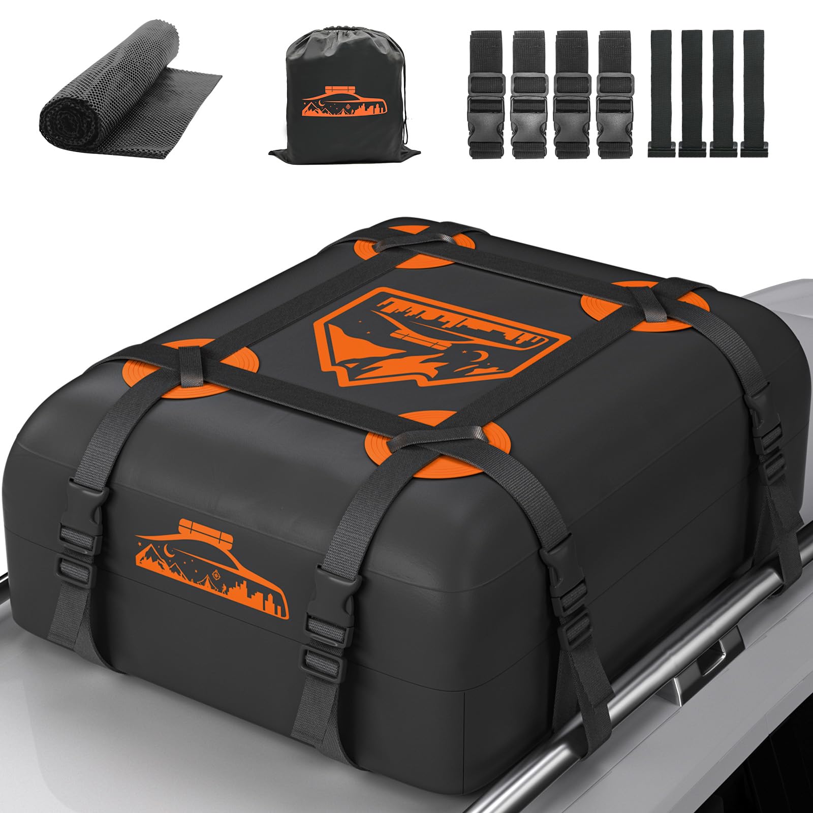 Rymopuey Dachbox Faltbar 15 Cubic/425 L, 700D Wasserdicht Dachbox Auto, Dachbox mit Anti-Rutsch-Matte und 6 Hochleistung Riemen, Faltbare Weich Dachtasche Auto für Autos mit/ohne Gepäckträger Rymopuey Dachbox Faltbar 15 Cubic/425 L, 700D Wasserdicht Dachbox Auto, Dachbox mit Anti-Rutsch-Matte und 6 Hochleistung Riemen, Faltbare Weich Dachtasche Auto für Autos mit/ohne Gepäckträger von Rymopuey