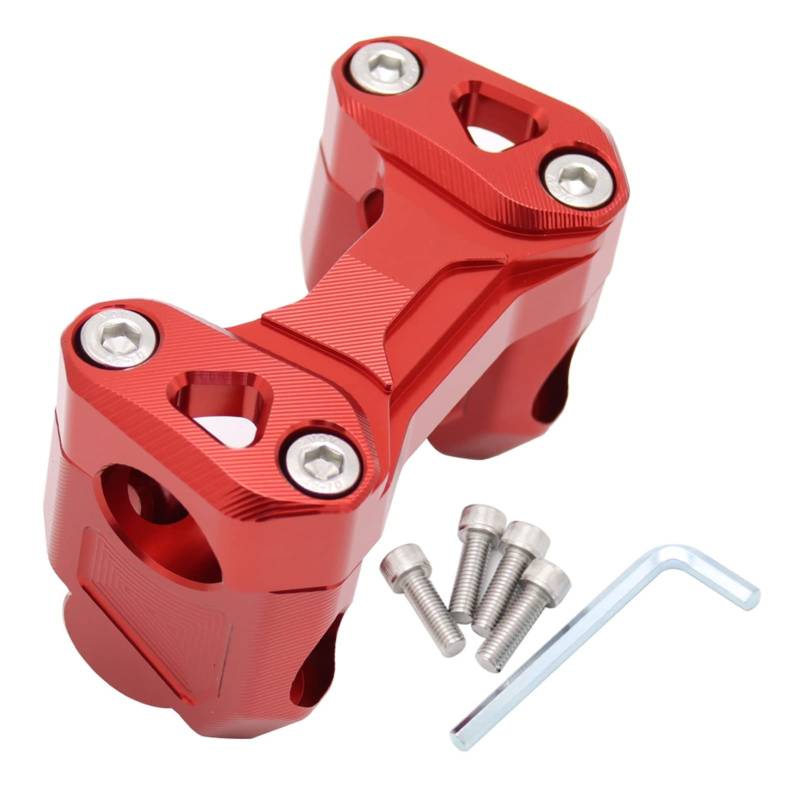 Rynplex 11/8 Zoll 28 mm Motorrad-Lenkererhöhungs-Riser-Montage-Klemmensatz CBR650R CB650R CB650F CBR650F 2019 2020 2021 Motorrad-Lenker-Riser-Klemme(1 Set red) von Rynplex