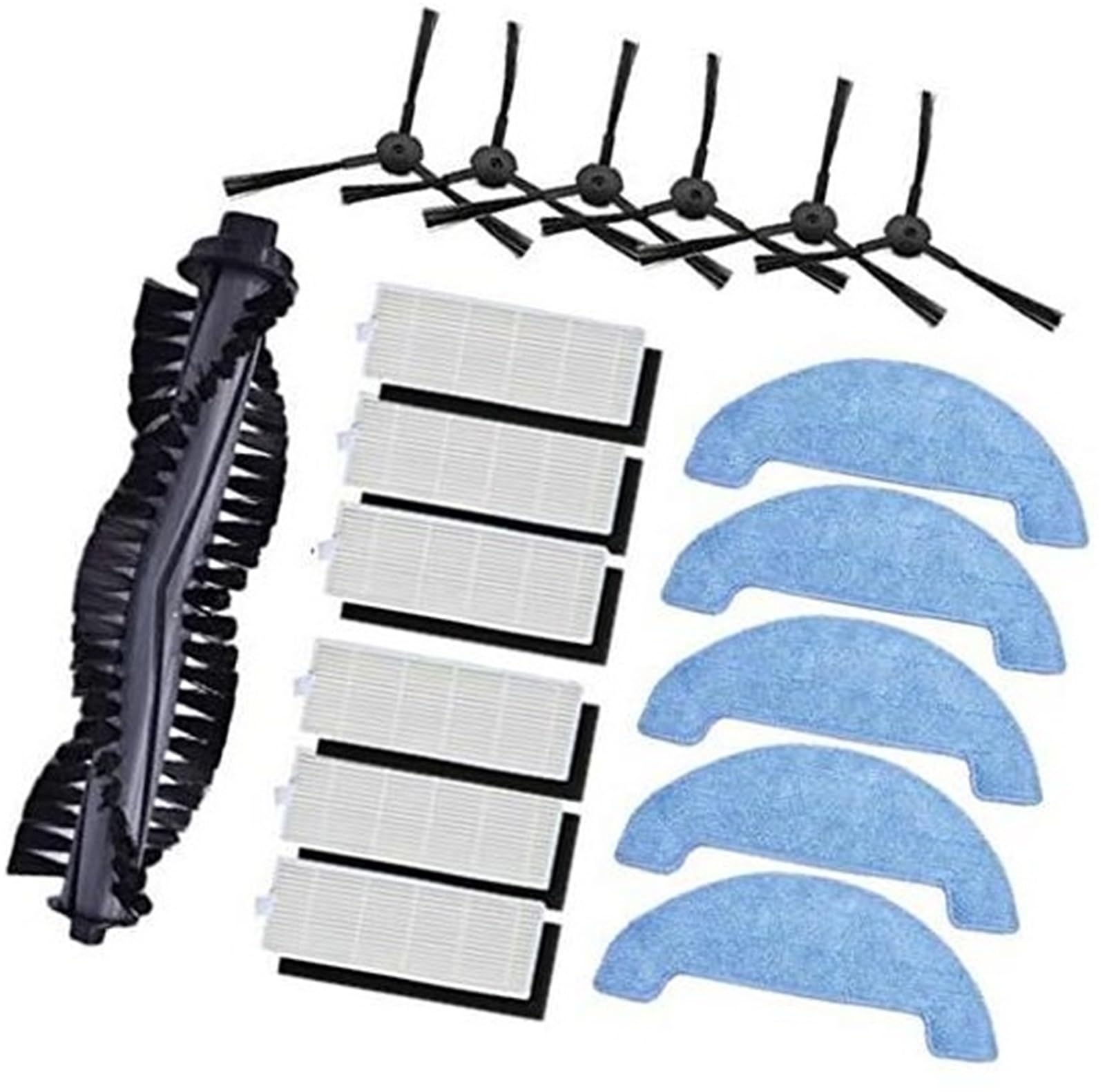 Rynplex 18er-Pack HEPA-Filterrolle, Seitenbürste, Wischpad, Tuch, for ILIFE, A4S Staubsaugerzubehör (Schwarz) Staubsauger-Ersatzset(Black) von Rynplex