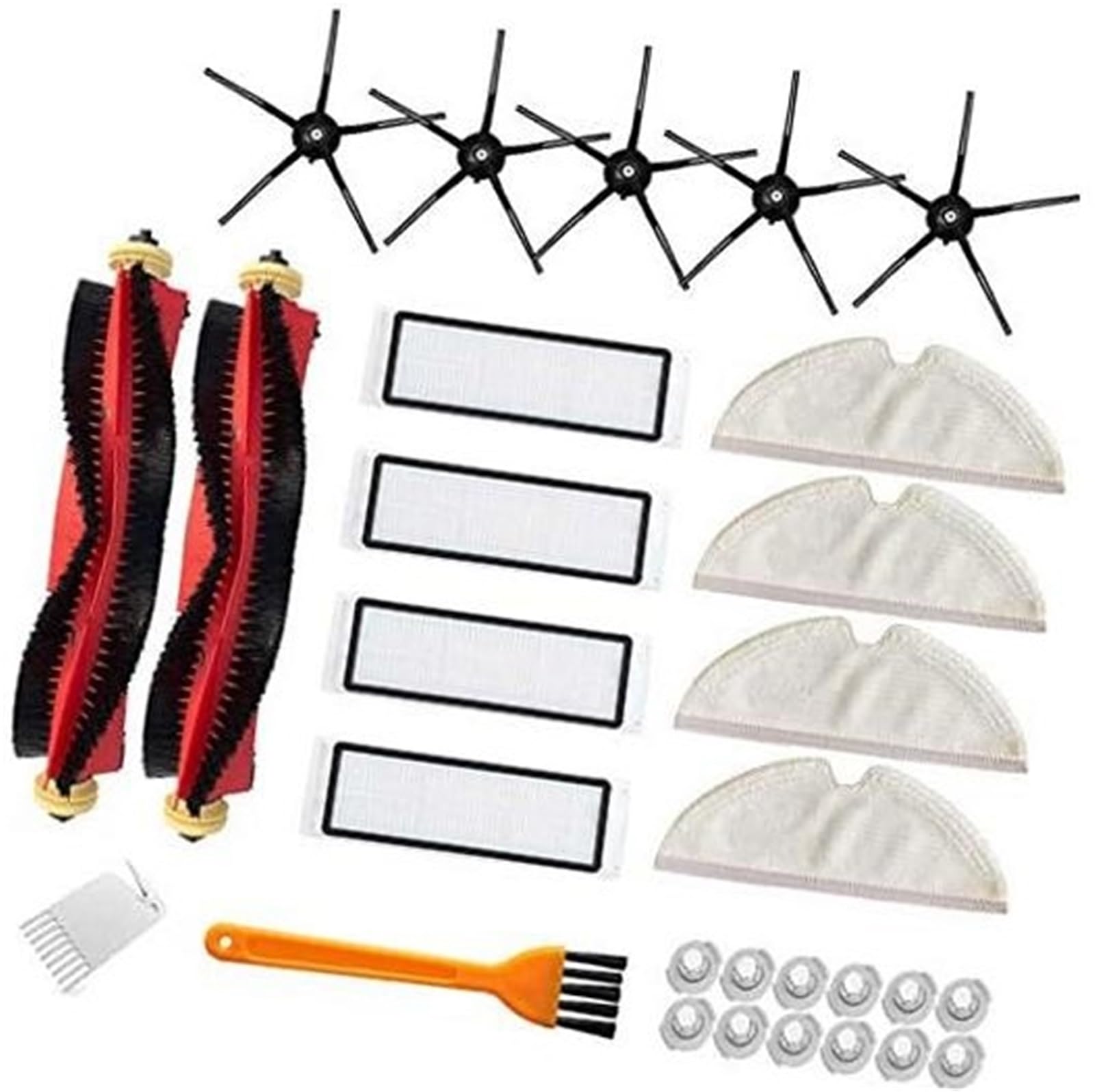 Rynplex 29-teiliges Bürstenfilterzubehör for Xiaomi Roborock S6 S60 S65 S5 MAX S6 MaxV S6 Pure Staubsauger (weiß) Roboterstaubsauger-Ersatzset(Black) von Rynplex
