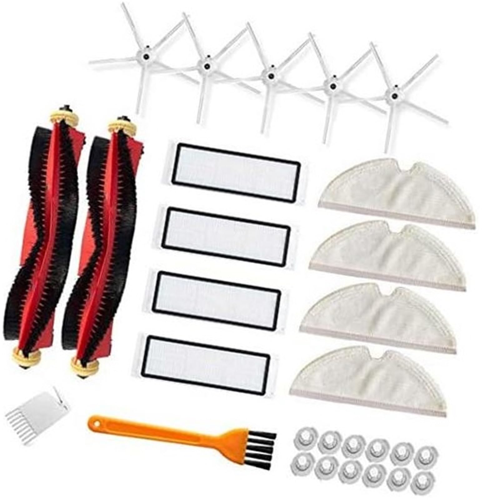 Rynplex 29-teiliges Bürstenfilterzubehör for Xiaomi Roborock S6 S60 S65 S5 MAX S6 MaxV S6 Pure Staubsauger (weiß) Roboterstaubsauger-Ersatzset(White) von Rynplex