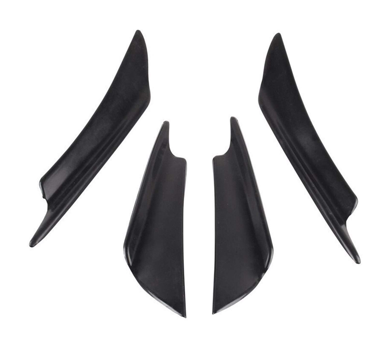 Rynplex 4 Stück Universal Black Carbon Fiber Car Styling Zubehör Frontstoßstange Lippe Gummi Fin Splitter Spoiler Canard Aufkleber Autospoilerverkleidung(Black) von Rynplex
