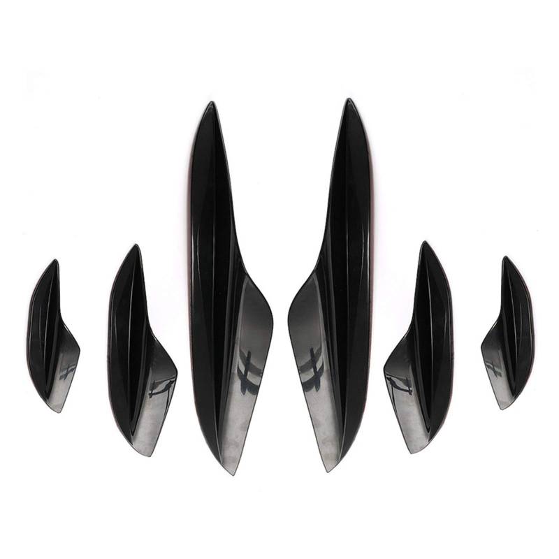 Rynplex 6-teiliges Frontstoßstangen-Canards-Flossen-Splitter-Karosseriespoiler-Kit in glänzendem Schwarz, for, E90 E92 E93 M3 2005–2012 Autospoilerverkleidung von Rynplex