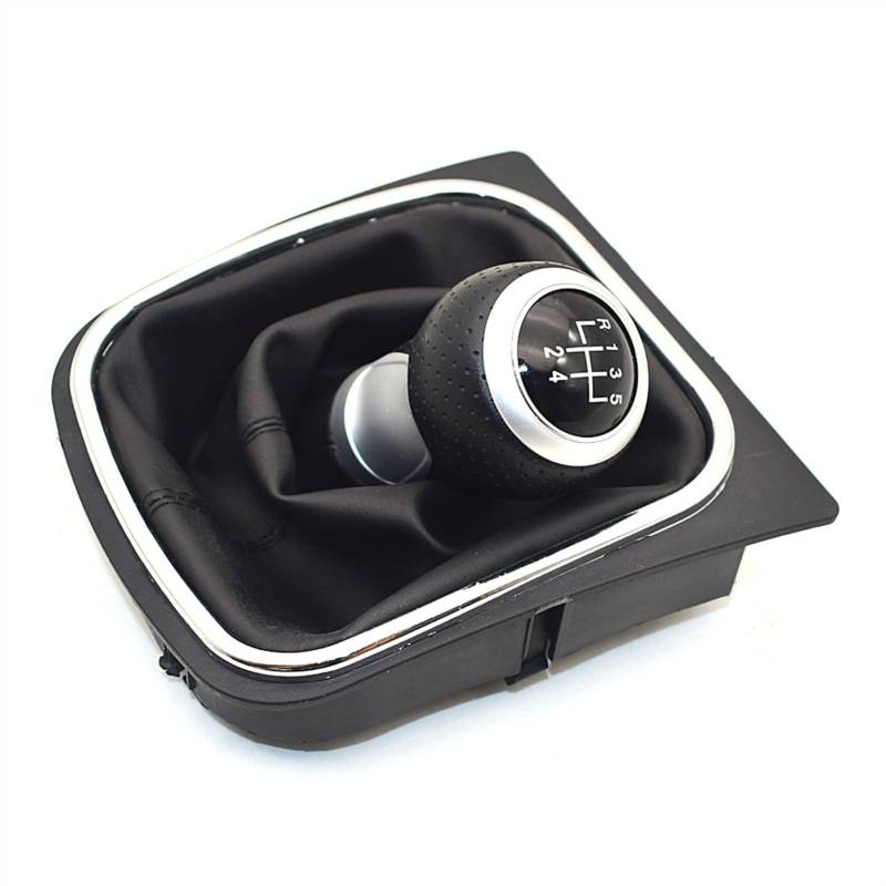 Rynplex Auto 5 for 6 Gang Auto Schalthebel Level Schaltknauf mit Ledermanschette, for VW, for Golf 5 MK5 R32 GTD GTI 2004 2005 2006 2007 2008 2009 Auto-Schaltknauf(Black 5 Speed) von Rynplex
