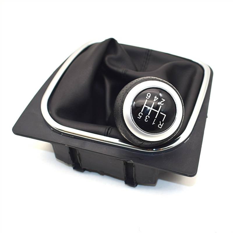 Rynplex Auto 5 for 6 Gang Auto Schalthebel Level Schaltknauf mit Ledermanschette, for VW, for Golf 5 MK5 R32 GTD GTI 2004 2005 2006 2007 2008 2009 Auto-Schaltknauf(Black 6 Speed) von Rynplex