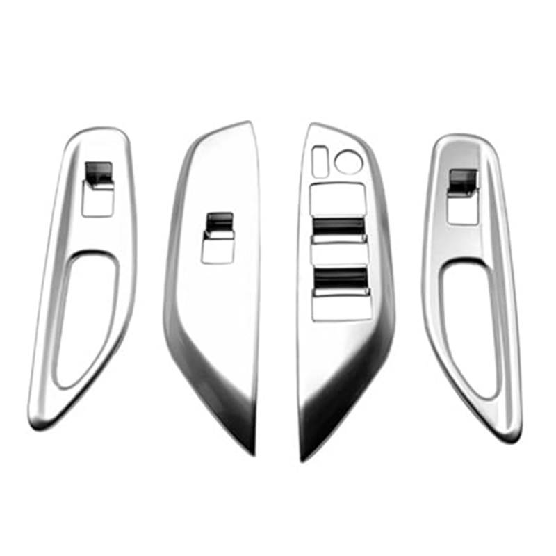 Rynplex Auto Chrom Fenster Glas Lift Knopf Schalter Abdeckung Verkleidung, for Mazda, 2 2023 Tür Armlehne Panel Fenster Steuerung Verkleidung Abdeckung für Autofensterschalter von Rynplex