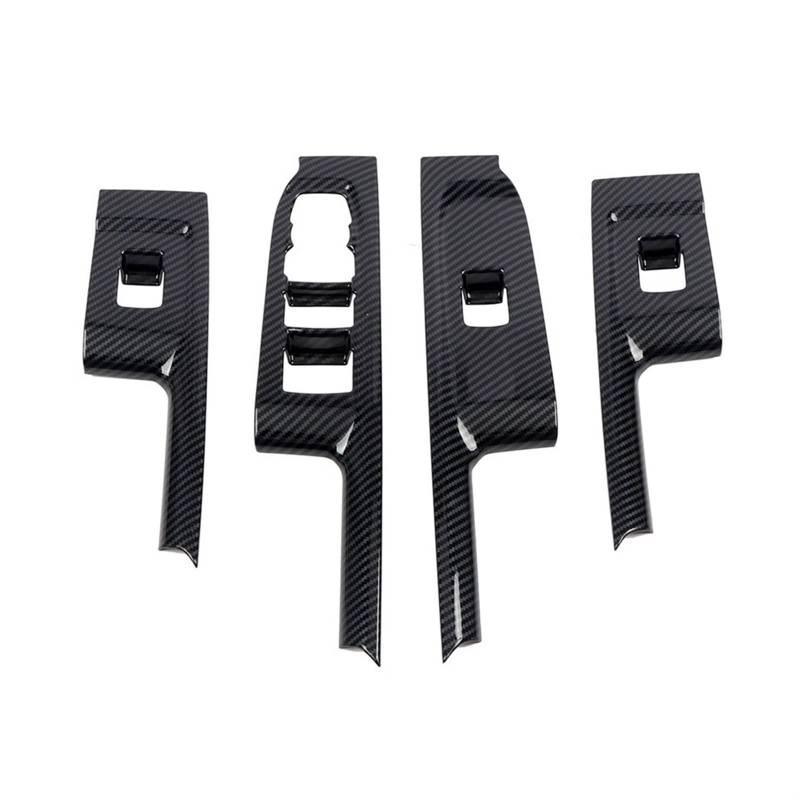 Rynplex Auto Kohlefaser Fenster Glas Lift Knopf Verkleidung Schalter Abdeckung Tür Armlehne Panel Aufkleber, for Chevrolet Silverado 2019-2022 Verkleidungsblende für Autofensterschalter von Rynplex