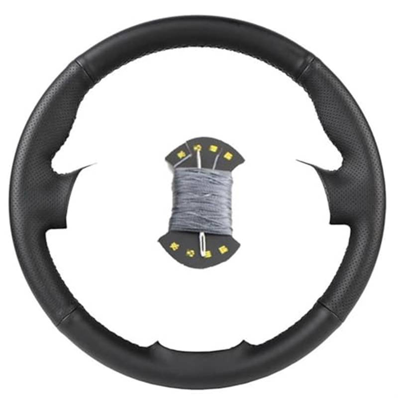 Rynplex Auto-Lenkradabdeckung, for Citroen, for C5 2008 2009 2010 2011 2012 2013 2014 2015 2016 2017, Leder-Lenkradhülle Auto-Lenkradbezug(Black Grey Thread) von Rynplex