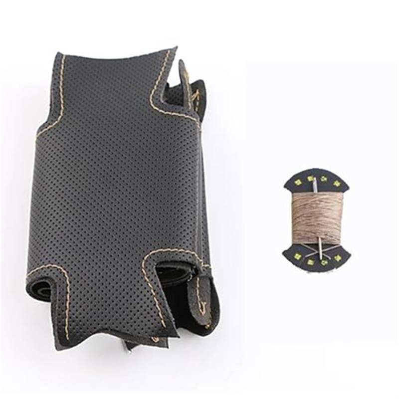 Rynplex Auto-Lenkradabdeckung, for Civic, for 9 2012 2013 2014 2015, schwarzes Ledergeflecht-Lenkrad Auto-Lenkradbezug(Black Beige Thread) von Rynplex