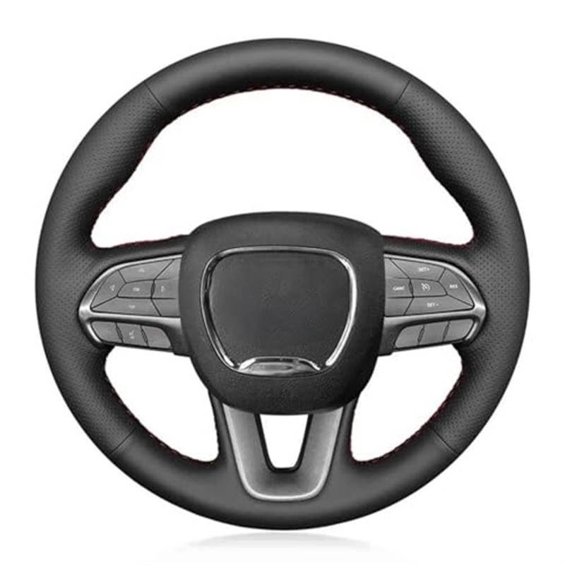 Rynplex Auto-Lenkradabdeckung, for Dodge, for Challenger, for Charger 2015–2021, for Durango, handgenähtes schwarzes Kunstleder Auto-Lenkradbezug(Black Orange Thread) von Rynplex