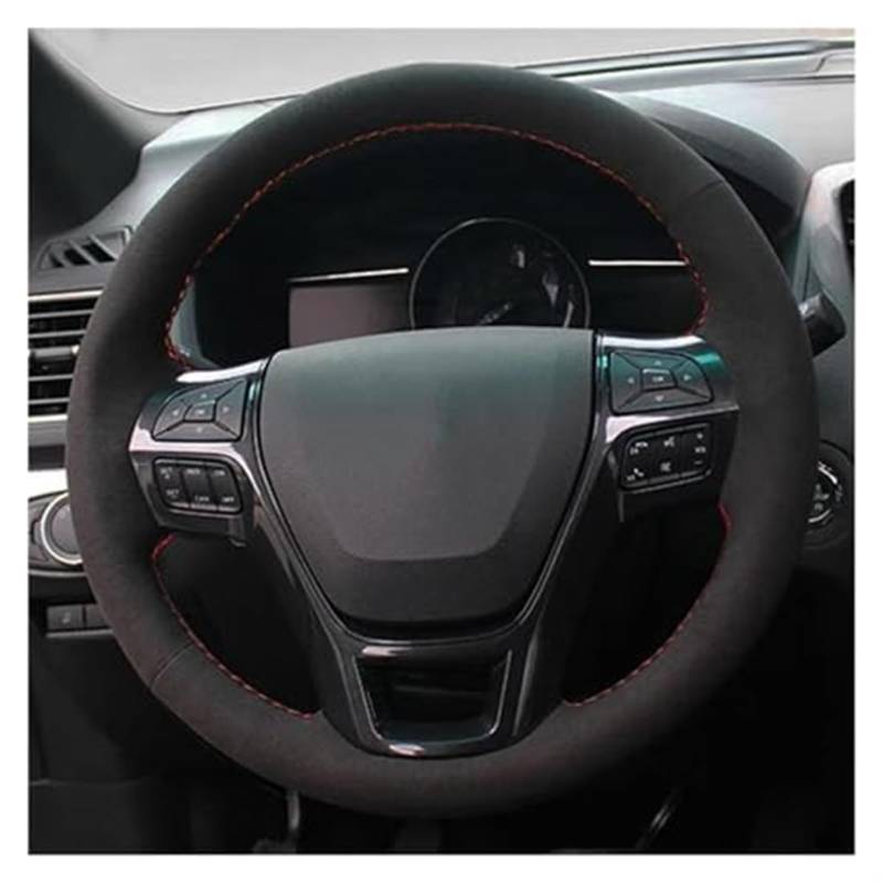Rynplex Auto-Lenkradabdeckung, for Explorer, for 2016 2017 2018, Auto-Innenzubehör, Lenkwickel, Auto-Lenkrad-Geflecht-Abdeckung Auto-Lenkradbezug(Black Red Thread) von Rynplex