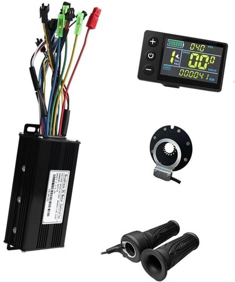 Rynplex E-Bike-Sinuswelle 26A-Controller 36 V 48 V mit S866-Farb-LCD-Bildschirm, Daumendrosselventil, PAS, geeignet for 500 W/750 W Elektrofahrrad-Umbausatz von Rynplex
