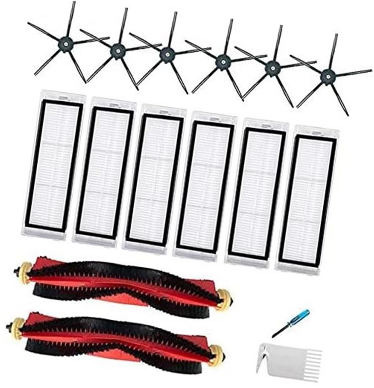 Rynplex Ersatz for Xiaomi Roborock S6 S60 S65 S5 MAX S6 MaxV Pure T6 Staubsauger, inklusive 2 Walzenbürsten, 6 Seitenbürsten, 6 Hepa-Filter, 1 Reinigungsbürste, 1 Schraubendreher (weiß) Roboterstaubsa von Rynplex