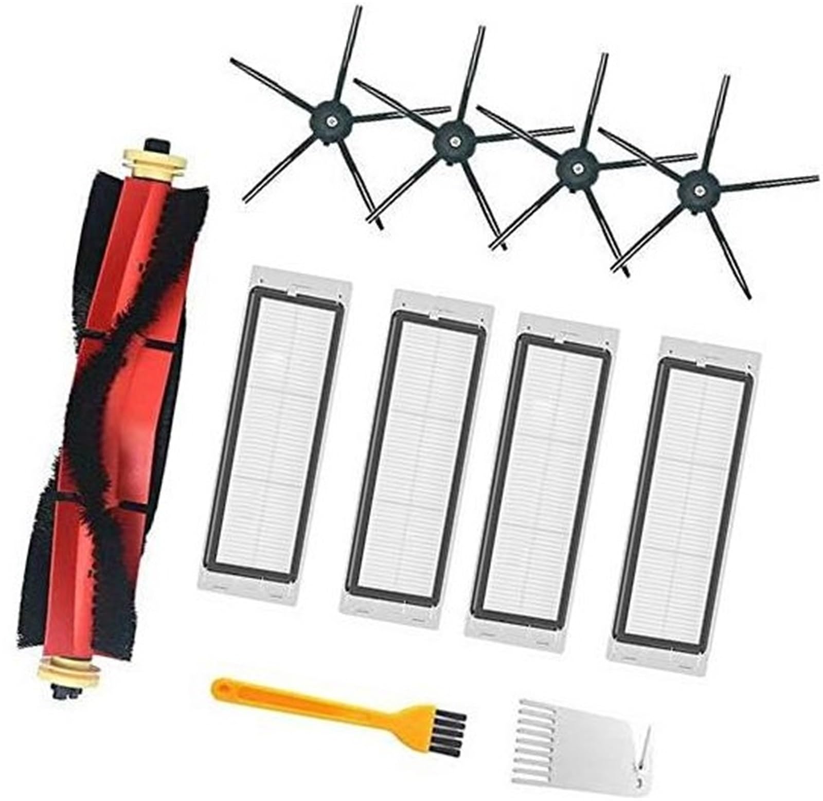 Rynplex Hauptseitenbürstenfilter-Kits for Xaiaomi, for Roborock, S6 S60 S65 S5 MAX S6 MAXV S65 E25 E35 Staubsaugerteile (Schwarz) Staubsauger-Ersatzset(Black) von Rynplex