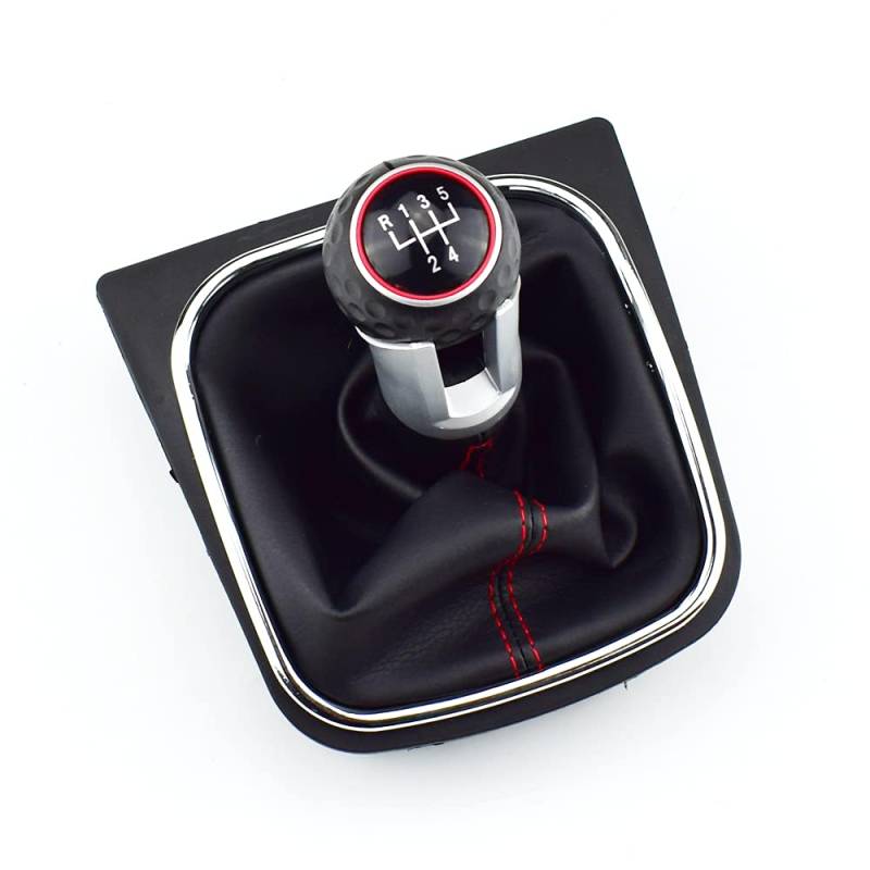 Rynplex Manueller Schaltknauf, Hebelstift, 5-6-Gang-Handball, Auto-Styling, for VW, for Volkswagen, for Golf 5 oder 6 MK5 oder 6 Auto-Schaltknauf(RED 5 Speed A) von Rynplex