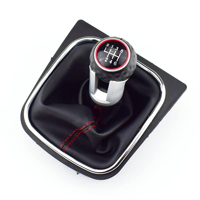Rynplex Manueller Schaltknauf, Hebelstift, 5-6-Gang-Handball, Auto-Styling, for VW, for Volkswagen, for Golf 5 oder 6 MK5 oder 6 Auto-Schaltknauf(RED 6 Speed A) von Rynplex