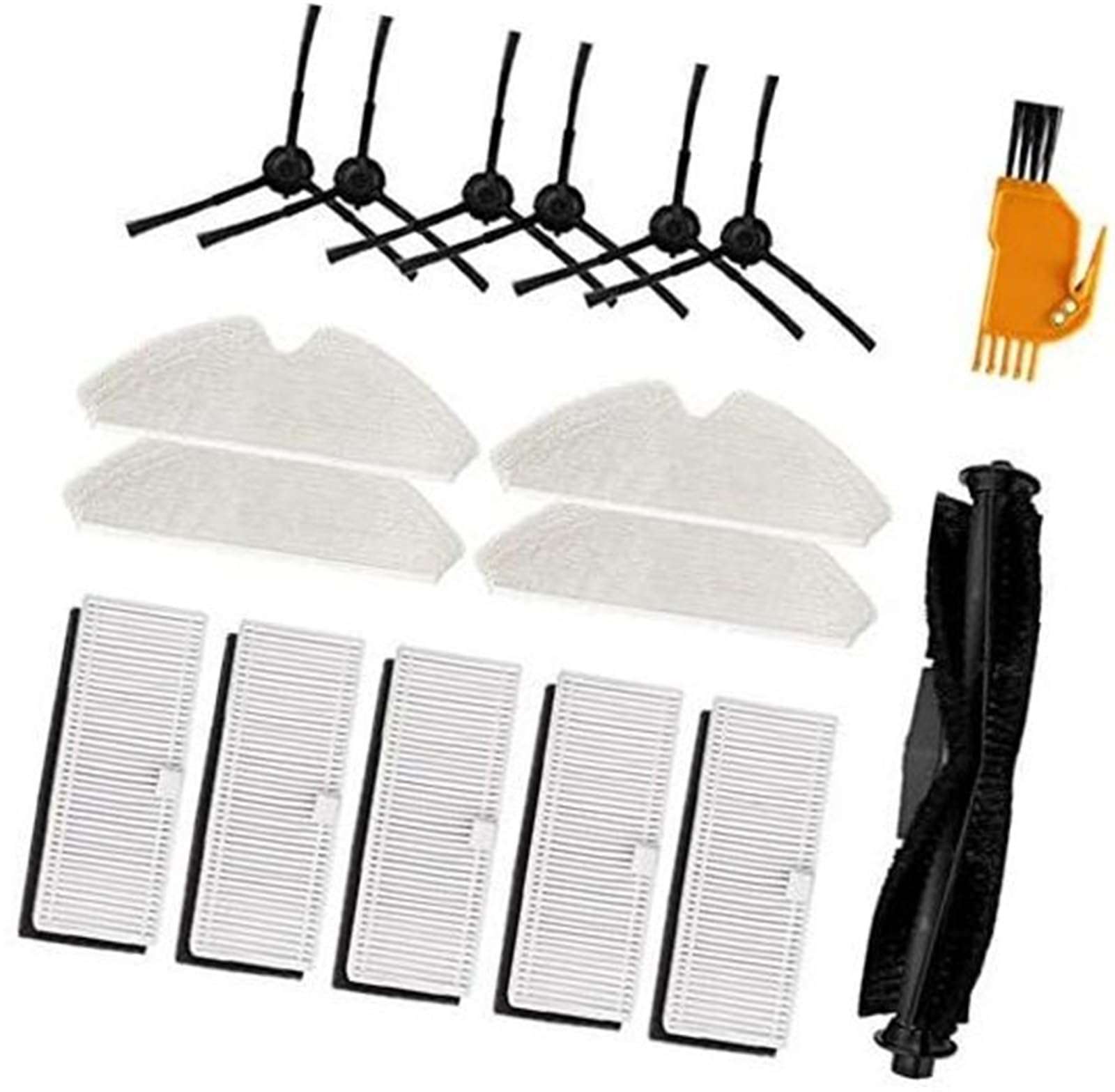 Rynplex Rollenbürsten-Filter-Mopp-Tuch-Kits for Proscenic, M7 Pro, HONITURE Q6, Uoni V980PLUS, Kyvol Cybovac S31 Staubsauger (13-teiliges Kit) Roboterstaubsauger-Ersatzset(Black 17Pcs Kit) von Rynplex