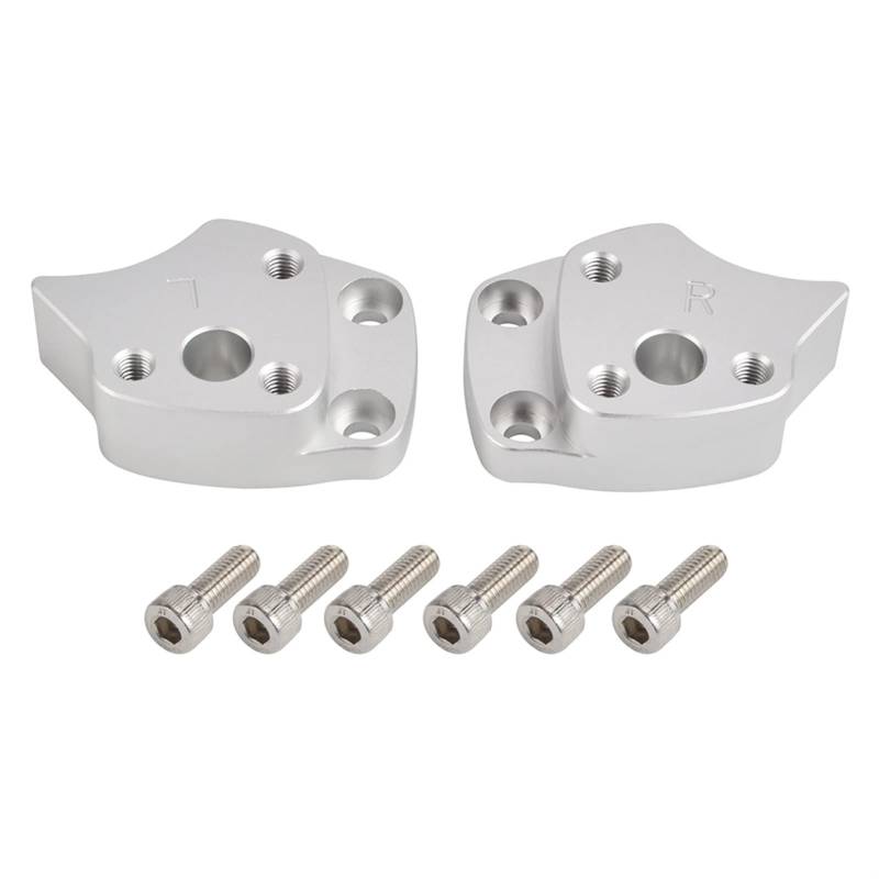 Rynplex Silber eloxierte Lenkererhöhungen, Aluminium-Lenkererhöhungs-Code-Kit, for Yamaha, FJR1300 2001 2002 2003 2004 2005 Motorrad-Lenker-Riser-Klemme von Rynplex