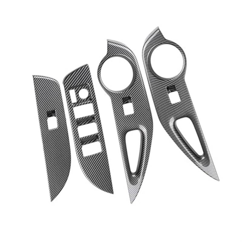 Rynplex Zierleiste for Fensterglas-Hebeknopfabdeckung, for Toyota, for Corolla, Cross 2021 2022 RHD Auto Carbon Fiber Schalter Tür Armlehne Panel Fenstersteuerung Zierleiste Abdeckung für Autofensters von Rynplex