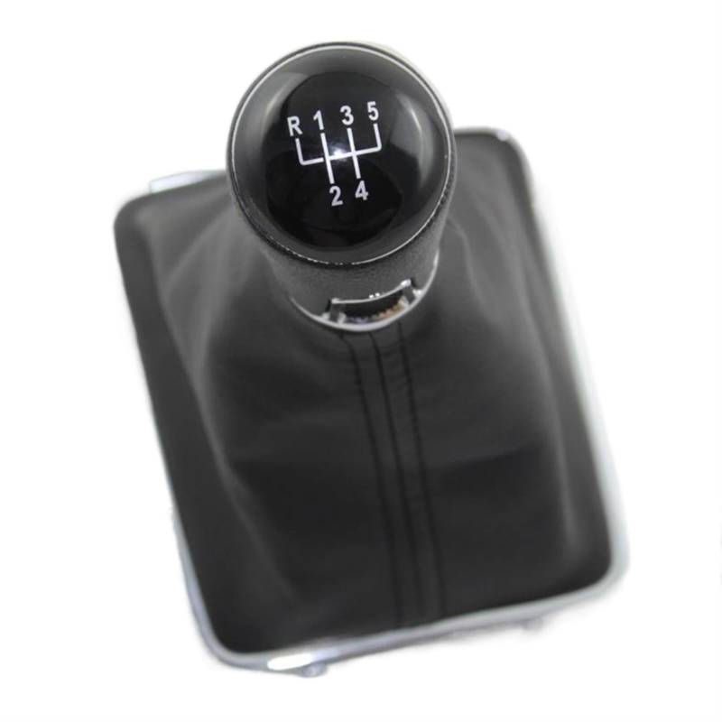Rynplex for VW, for Passat B6 B7 CC 3C R36 TDI TFSI TSI 2006 2017 2018 2019 2010 2011 2012 2013 2014 2015 5-Gang-Auto-Schaltknauf mit echtem PU-Leder mit Chrom überzogen Auto-Schaltknauf von Rynplex