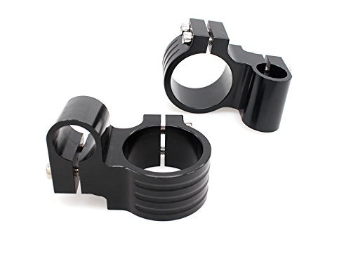 FXCNC Racing 53 mm 7/8 Zoll CNC Aluminium Motorrad schwarz Gabelrohr Clip auf Lenker Riser Köpfe austauschbar passend für Universal von FXCNC