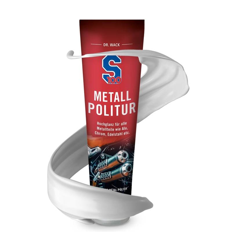 DR. WACK S100 Metallpolitur 100 ml - Polierpaste für Metallteile - Effektive Motorradpolitur & Kratzer-Entfernung - Poliermittel für alle Metalle geeignet - Hochwertige Motorradpflege von Dr. Wack