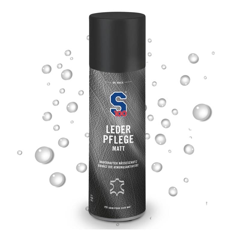 DR. WACK - S100 Leder-Pflege matt 300 ml - Farbloses Lederpflege Spray für Motorradbekleidung - Erhalt des Matteffekts & Schutz vor Nässe - Für Glatt- & Rauleder geeignet - Hochwertige Motorradpflege von DR. WACK
