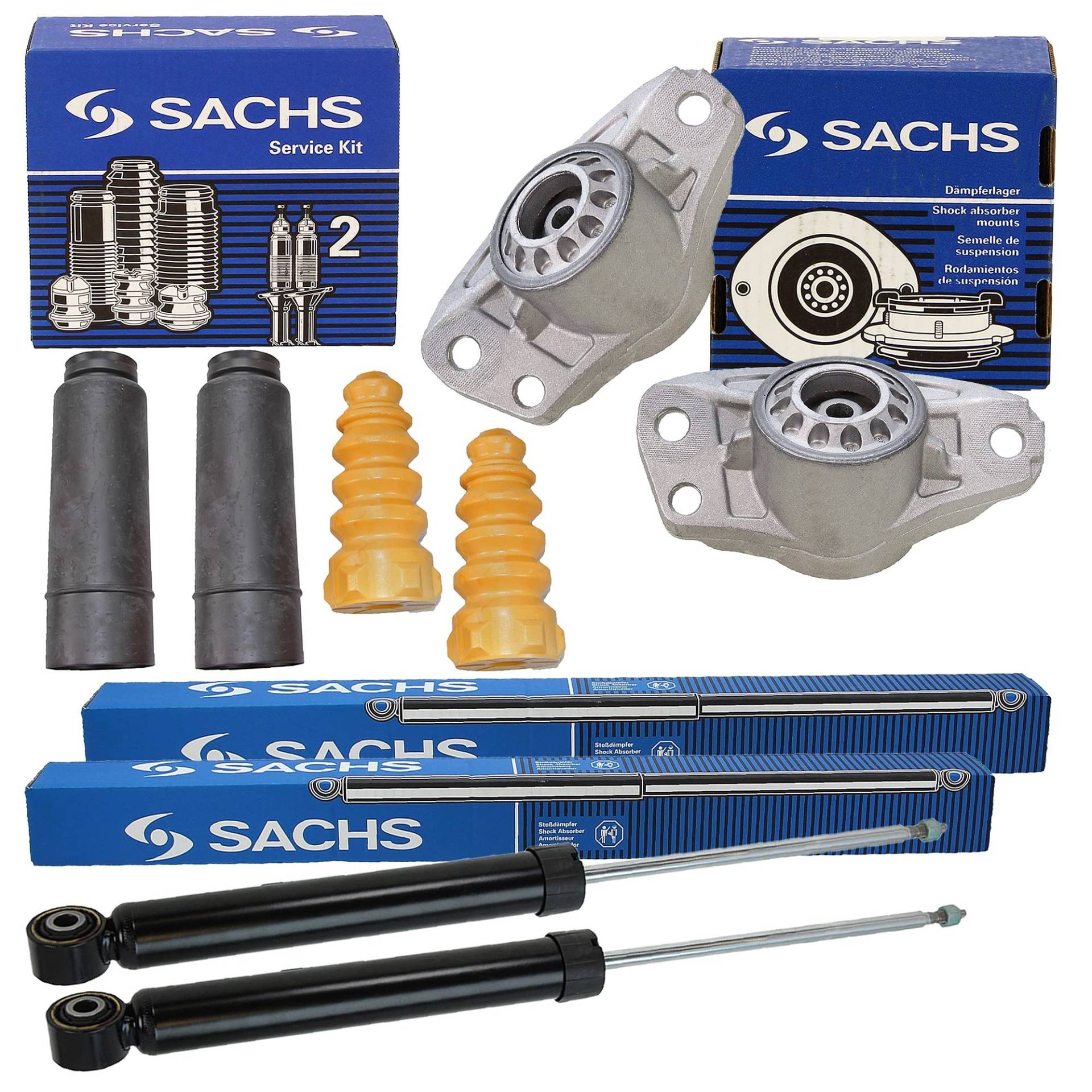 SACHS 2x Gasdruck Stoßdämpfer hinten inkl. Domlager & Staubschutzsatz für VW TOURAN (1T1, 1T2, 1T3) - Metall - Modern - Auto - Automobil-Schockdämpfer - Stoßdämpfer - Hinterachse - Recht von SACHS