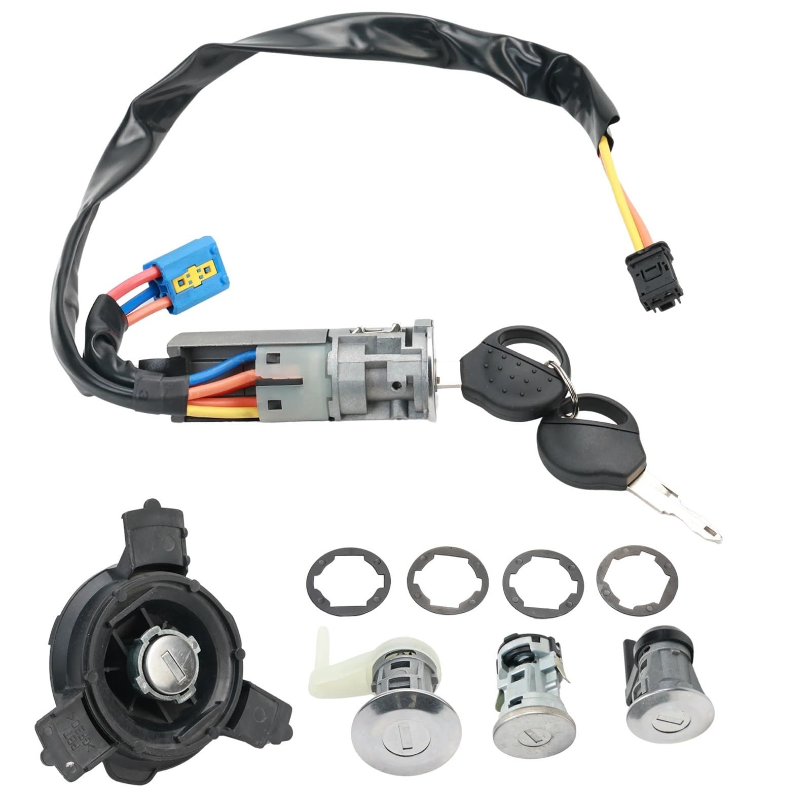 Zündschloss Starterschalter mit Schlüssel Ersatz Set mit 3 Schlössern + Neiman + Tankdeckel + 2 Schlüssel/Passend for Peugeot 206 (ab 1998) Auto Zündschalter Lock Barrel Starterschalter mit von SAEHEDRDDF