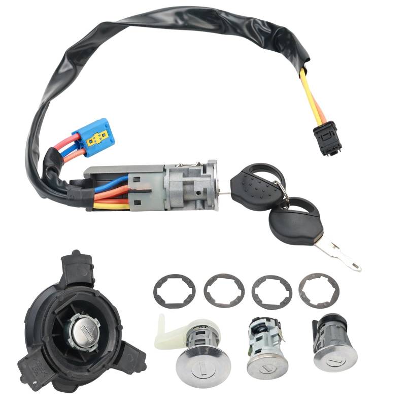 Zündschloss Starterschalter mit Schlüssel Ersatz Set mit 3 Schlössern + Neiman + Tankdeckel + 2 Schlüssel/Passend for Peugeot 206 (ab 1998) Auto Zündschalter Lock Barrel Starterschalter mit von SAEHEDRDDF