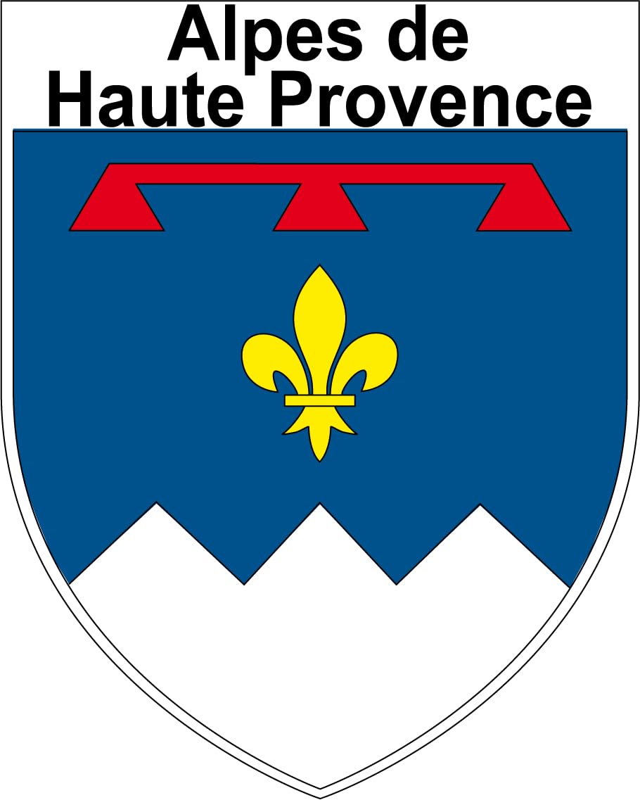 1 großer Aufnäher 9 x 8 cm – Wappen der Alpes Haute Provence Département 04 – Sticker 1 großer Aufnäher 9 x 8 cm – Wappen der Alpes Haute Provence Département 04 – Sticker von SAFIRMES