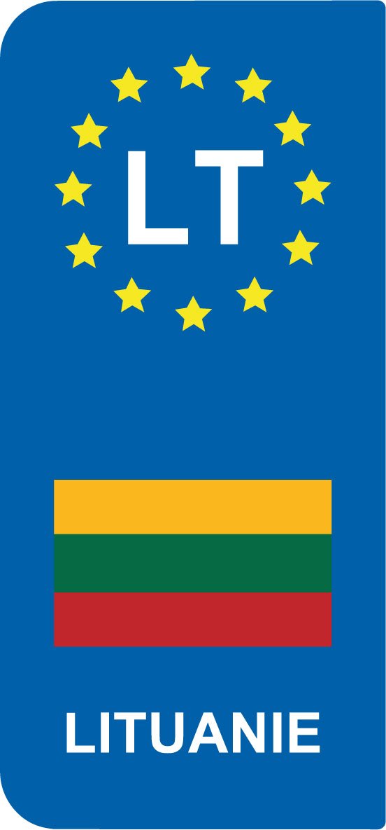 2 Aufkleber Stil Nummernschild Flagge Litauen LT von SAFIRMES