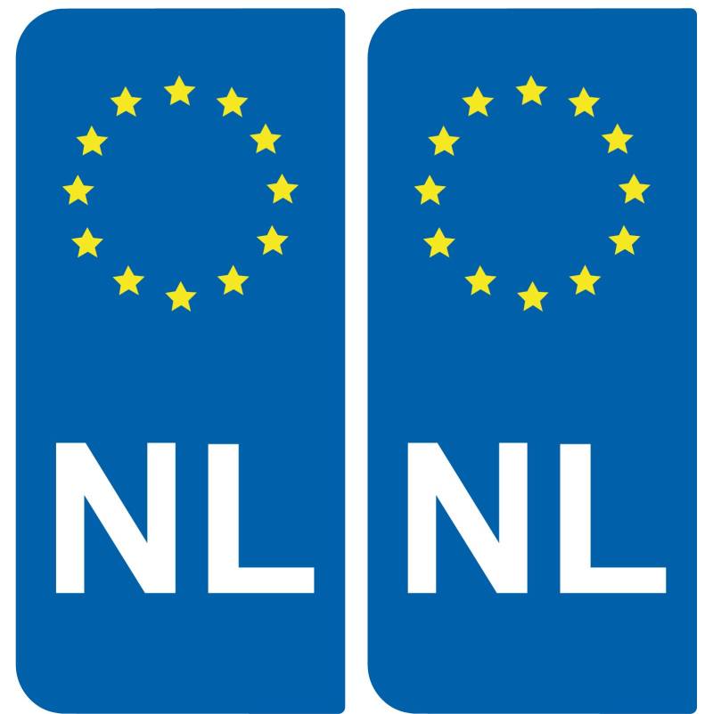 2 Nummernschild-Aufkleber für Auto, Motiv NL Niederlande – europäisches Format von SAFIRMES