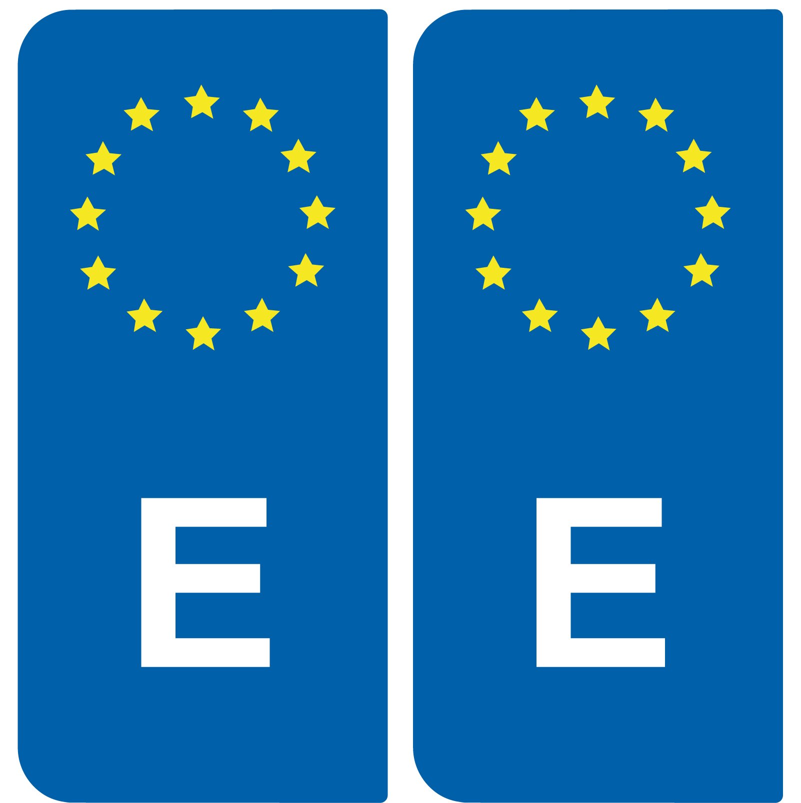 2 Nummernschildaufkleber für Autos, E (Spanien) – europäisches Länderkennzeichen von SAFIRMES