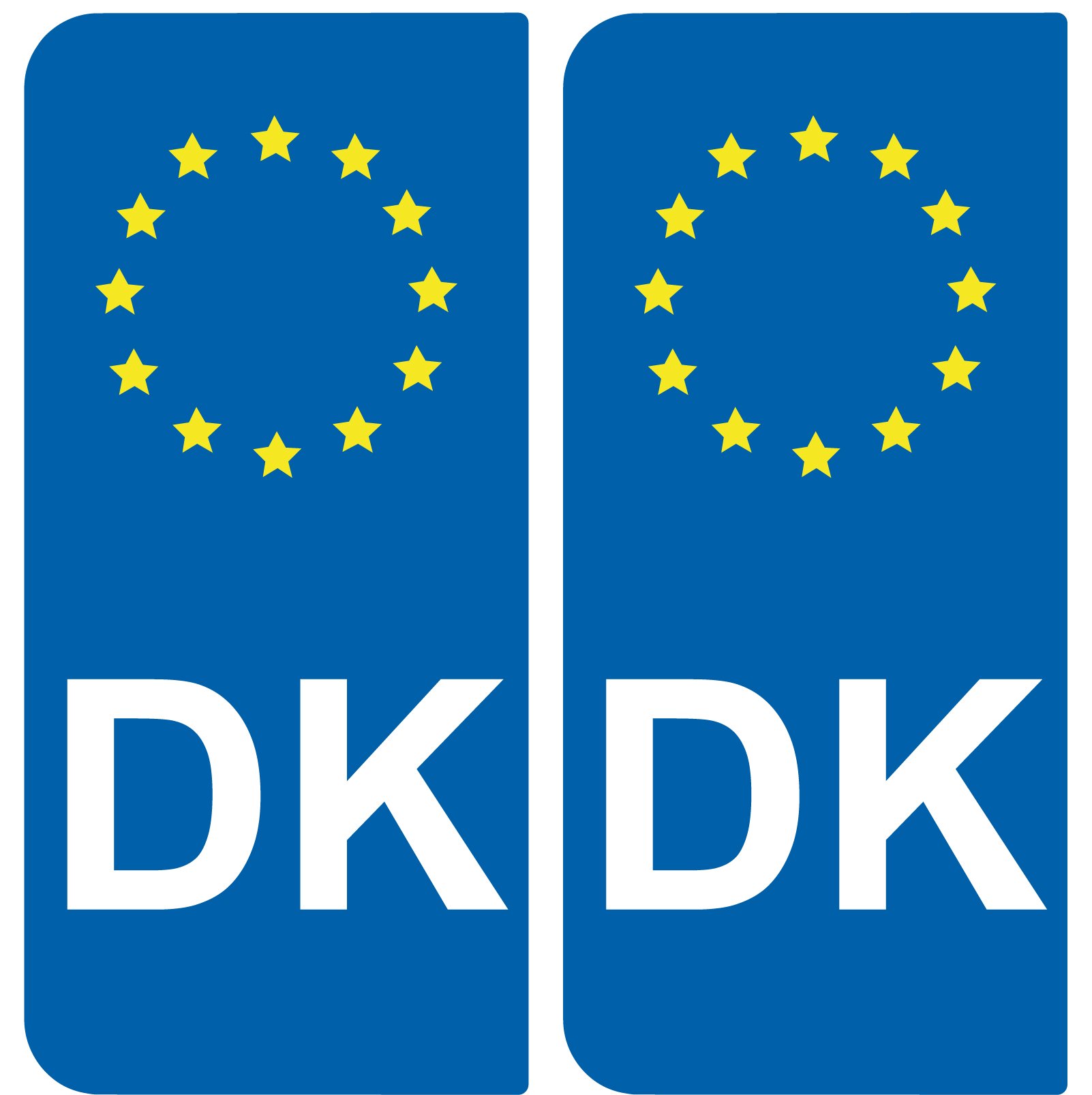 2 Nummernschildaufkleber für Autos DK (Dänemark) – europäisches Länderkennzeichen von SAFIRMES