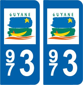 2 Sticker Selbstklebend Stil Nummernschild-Abteilung 973 Guyana von SAFIRMES