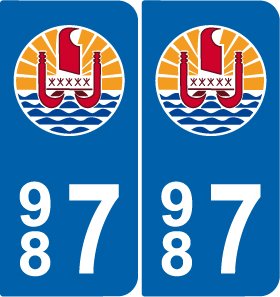 2 Sticker Selbstklebend Stil Nummernschild-Abteilung 987 Tahiti rund 2 Sticker Selbstklebend Stil Nummernschild-Abteilung 987 Tahiti rund von SAFIRMES