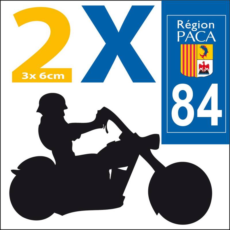 2 Sticker Selbstklebend Stil Platte Moto Departement 84 von SAFIRMES