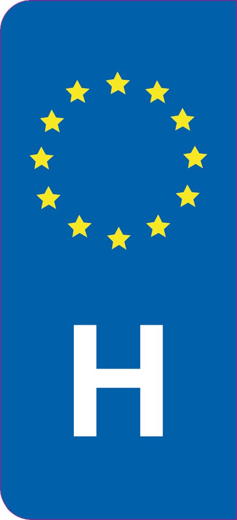 2 Sticker Style Nummernschild Auto Europa H von SAFIRMES