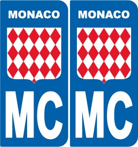2 selbstklebende Sticker, Stil, Nummernschilder MONACO MC von SAFIRMES
