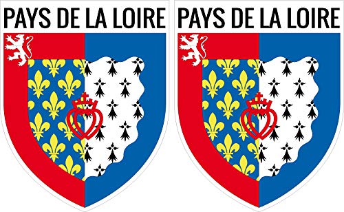 2 x Wappen selbstklebend 4 x 5 cm – Land der Loire ECUSSON Sticker von SAFIRMES
