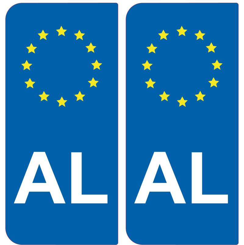 Aufkleber 2-Nummernschild Auto AL Albanien – ID europäischen von SAFIRMES