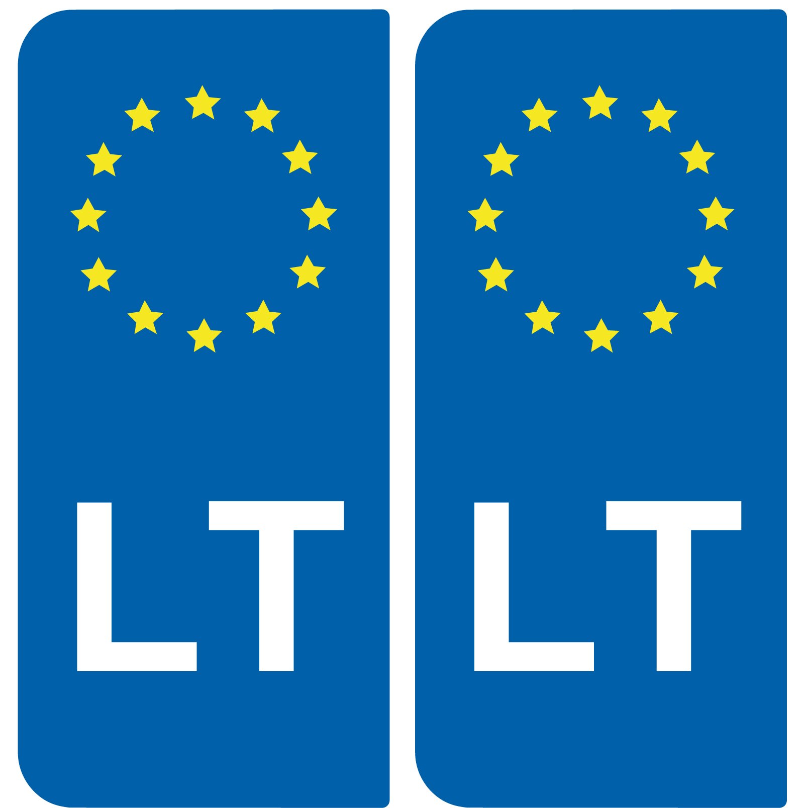 Aufkleber 2-Nummernschild Auto LT Litauen – ID europäischen von SAFIRMES