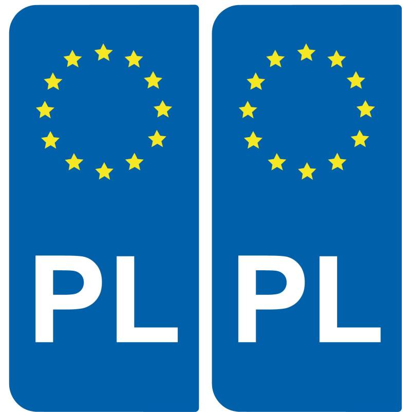 Aufkleber 2-Nummernschild Auto PL Polen – ID europäischen von SAFIRMES