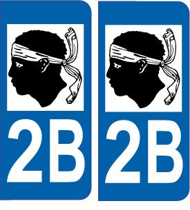 SAFIRMES 2 Aufkleber für Nummernschild Auto 2B Korsika – Logo von SAFIRMES