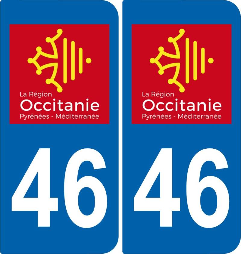 SAFIRMES 2 Sticker, selbstklebend, Nummernschild, Auto, 46 Occitanie, Logotype, 2 Stück von SAFIRMES