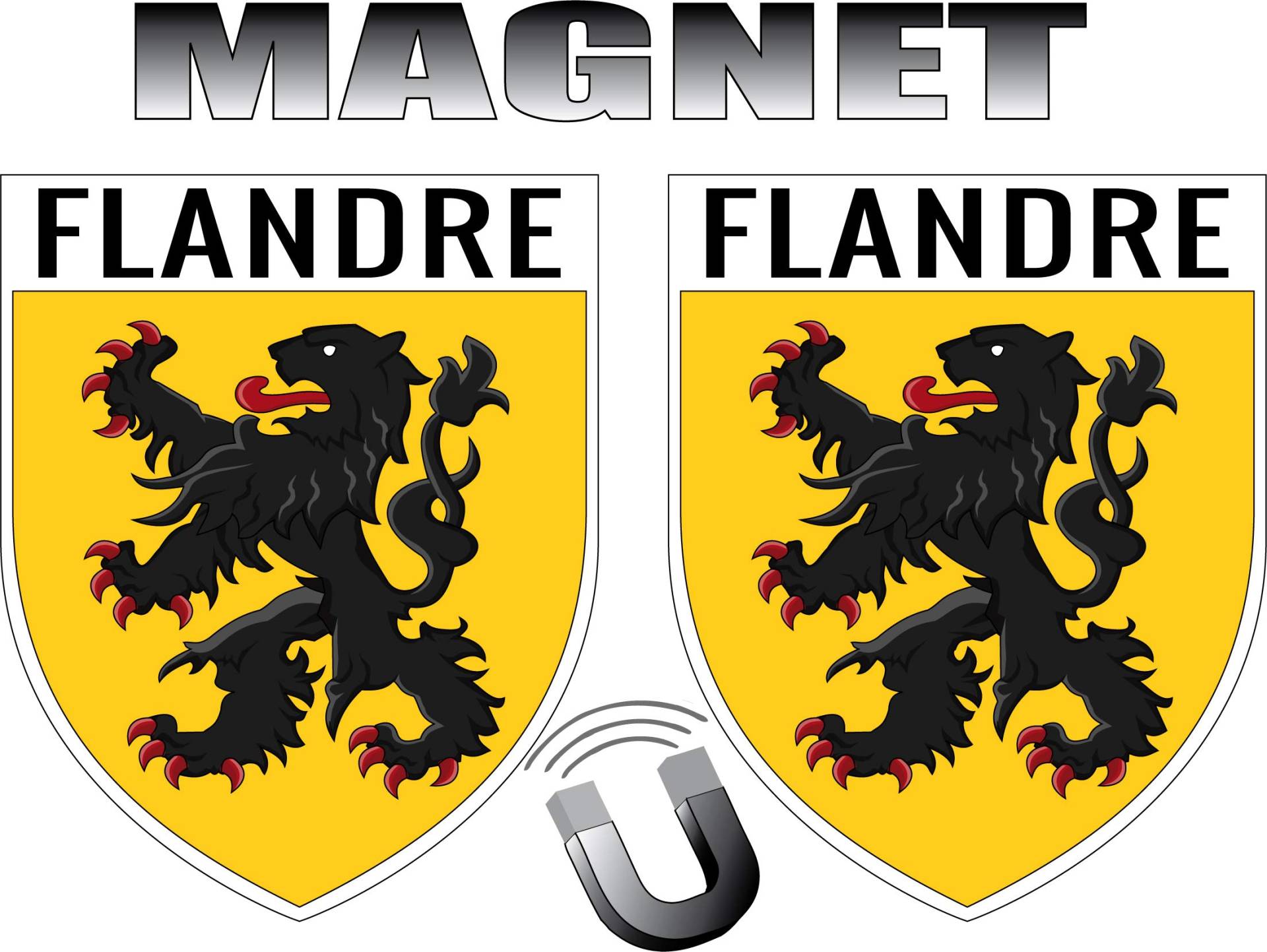 SAFIRMES 2 x Magnet FLANDRE Form Wappen Kühlschrankmagnet Region Flandre 2 x magnetischer Aufnäher 4 x 5 cm von SAFIRMES