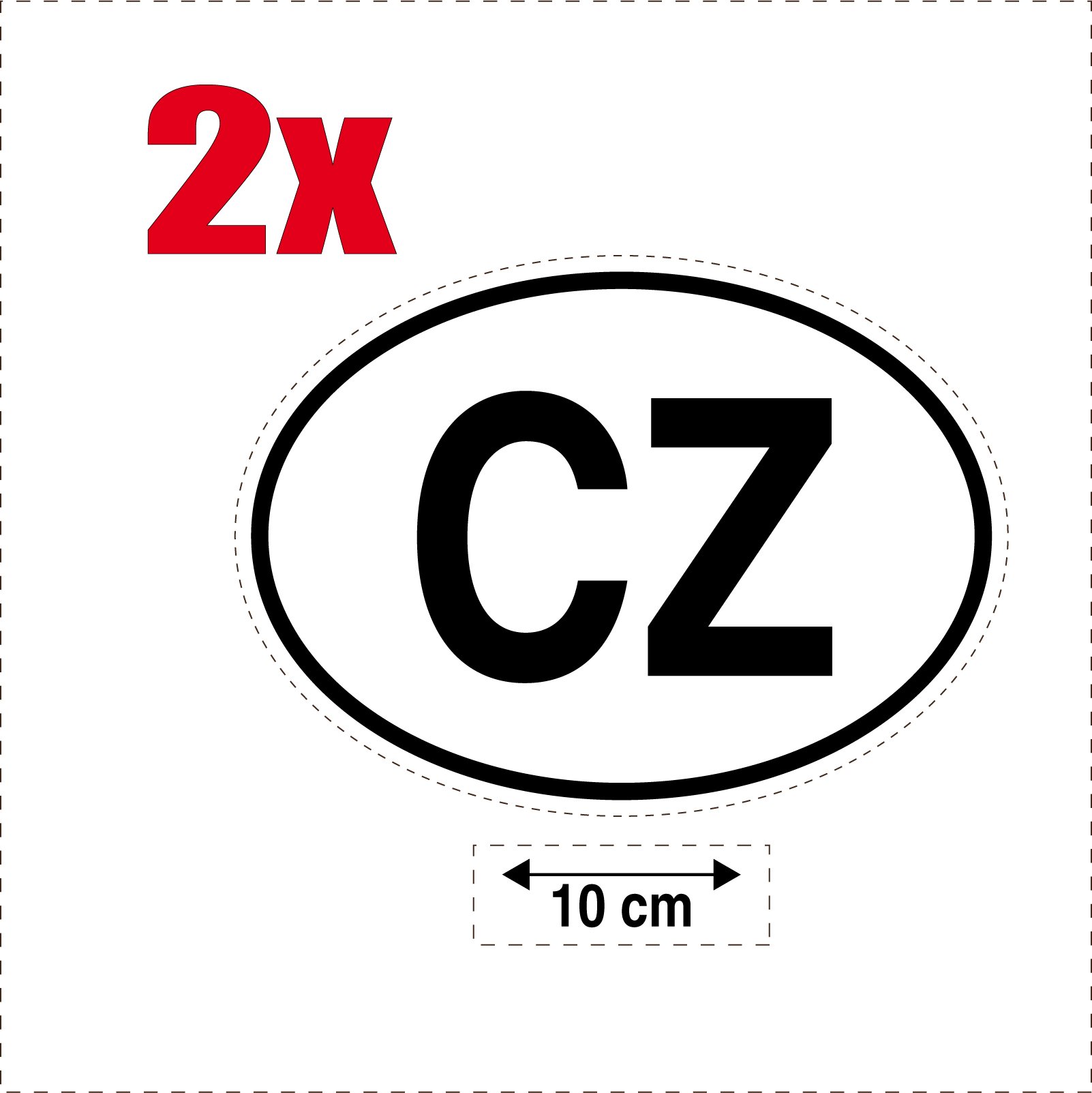 SAFIRMES 2 x selbstklebend Sticker Flagge Oval Code Länder Auto Moto cz- & # X10 C; eská Republika von SAFIRMES