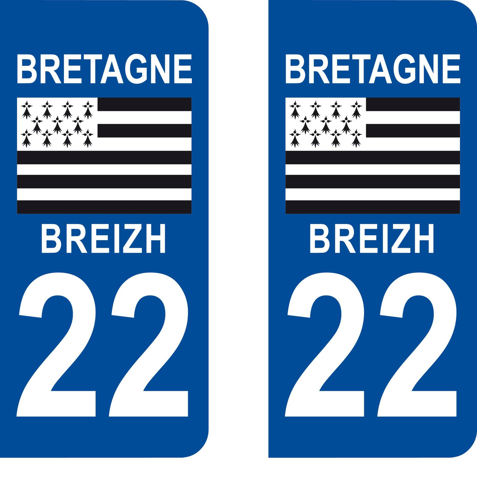 SAFIRMES Aufkleber für Nummernschild, französisches Departement 22 Côtes d'Armor von SAFIRMES