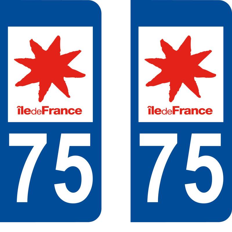 SAFIRMES Aufkleber für Nummernschild, französisches Departement 75 Paris von SAFIRMES